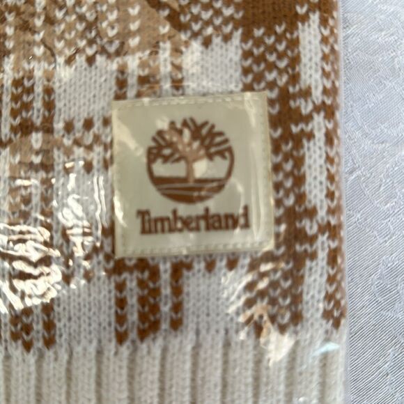 Timberland ‘Buffalo’ Plaid Scarf Tan Cream - Picture 4 of 13